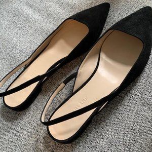 Everlane Editor Slingback Flat Black Suede
